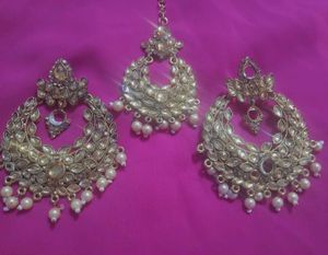 Golden Tone Stone Earring N Tikka