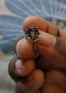 Silver Nose Ring with Crystal Accents
