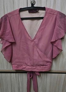 Chic Pink Ruffle Sleeve Top 🎀
