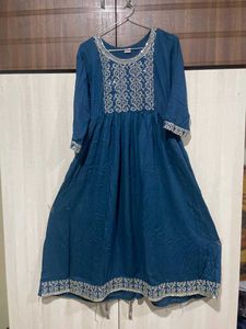 Embroidered Teal Anarkali Frock Suit