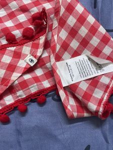 Tom Tailor Red And White Check Design Scarf