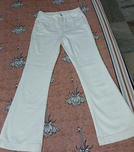 Kraus White High-Rise Mini Flare Jeans