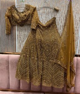 Golden Lehenga Choli With Dupatta