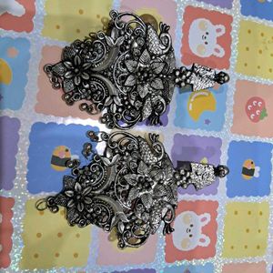 Vintage Silver Peacock Drop Earrings