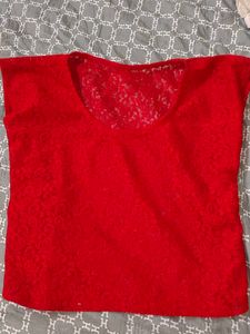 Red Lace Crop Top