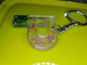 P Letter Keychain Resin Art