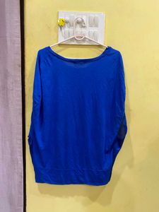 Elegant Blue Top Front Satin Back Cotton