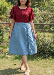 Red & Blue denim Dress