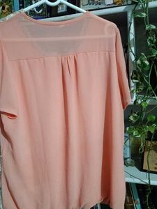 Peach Lace Embellished Top