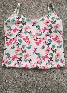 Butterfly Printed Crop Top And Women Skirt 🌸