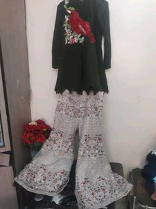 Handwork Peplum Gharara Pant Set