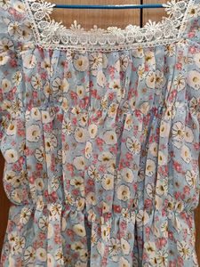 Floral Lace Trim Summer Top