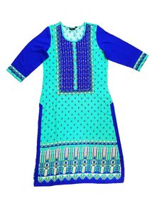 Blue & Teal Printed Kurti