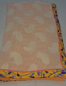 Ethnic mustard and cream saree