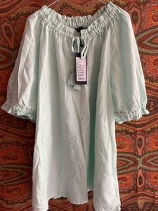 Light Blue Off-Shoulder Tunic Top