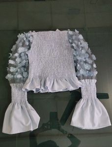 Floral Sleeve Smocked Top