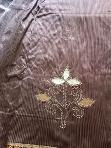 Vintage Embroidered Brown Fabric
