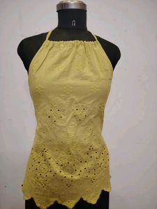 Yellow Embroidered Tank Top