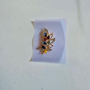 Multicolor Leaf Design Brooch / Saree Pin