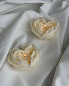 Rose Heart Candles (Set of 2)