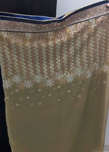 navy blue embroidery saree