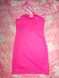 Hot Pink Halter Neck Bodycon Dress