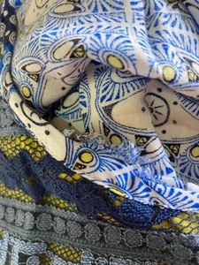 Blue Patterned Sleeveless Dress