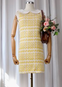 Chic Yellow Tweed Dress