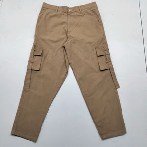 KHAKI COTTON CARGO PANT FOR MEN