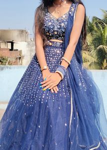 Elegant Blue Embroidered Lehenga Choli Set