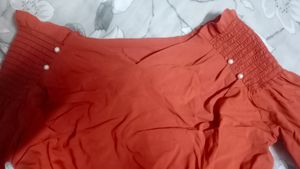 dusty Orange Colour Top For Women Peplum To