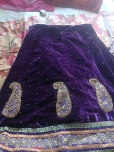 Purple Velvet Lehenga Skirt