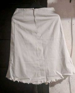 Cream  Frayed Hem Skirt