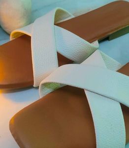 Cream Cross Strap Sandals