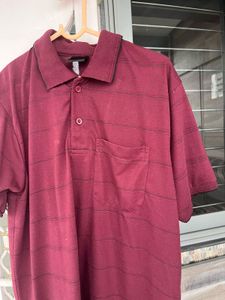 Maroon Striped Polo Shirt