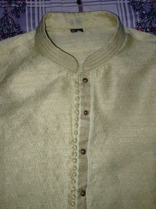 Party Wear Elegant Lime Green Men&#39;s Kurta