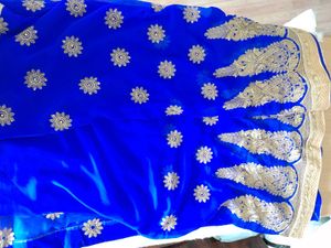 Royal Blue Embroidered Saree For Women&#39;s