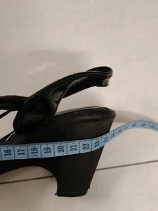 Black Patent Leather Sandals - Size 6
