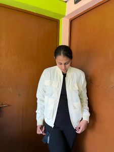 Stylish Cream Bomber Jacket