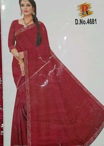 Red Beaded Saree