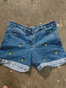 Pineapple Denim Shorts