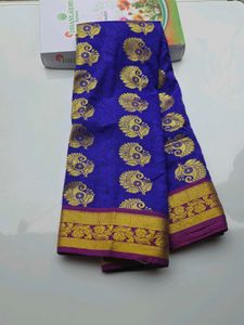 Elegant Blue & Gold Sari