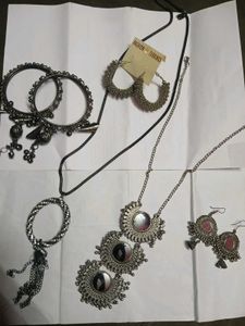 Boho Jewelry Set - Earrings, Necklace, Bangles