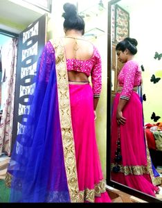 Pink& Blue 🩷💙 Colour Lahenga Choli Set With Heav