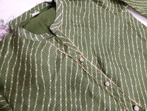 Green Striped Kurta