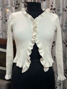 Ruffle Trim Cardigan
