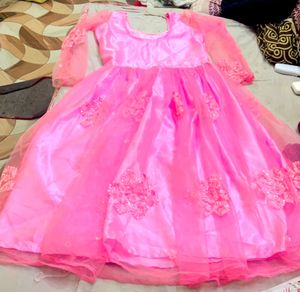 Baby Pink Colour🩷🤍 Barbie Long Dress 👗with Full