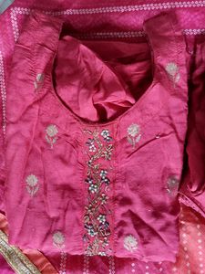 Beautiful Magenta Suit With Jaipuri Dupatta