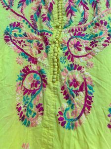 Yellow Chikankari Embroidered Kurta