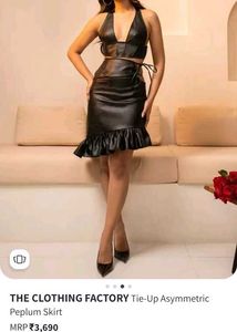 Tie Up Asymmetrical Peplum Skirt